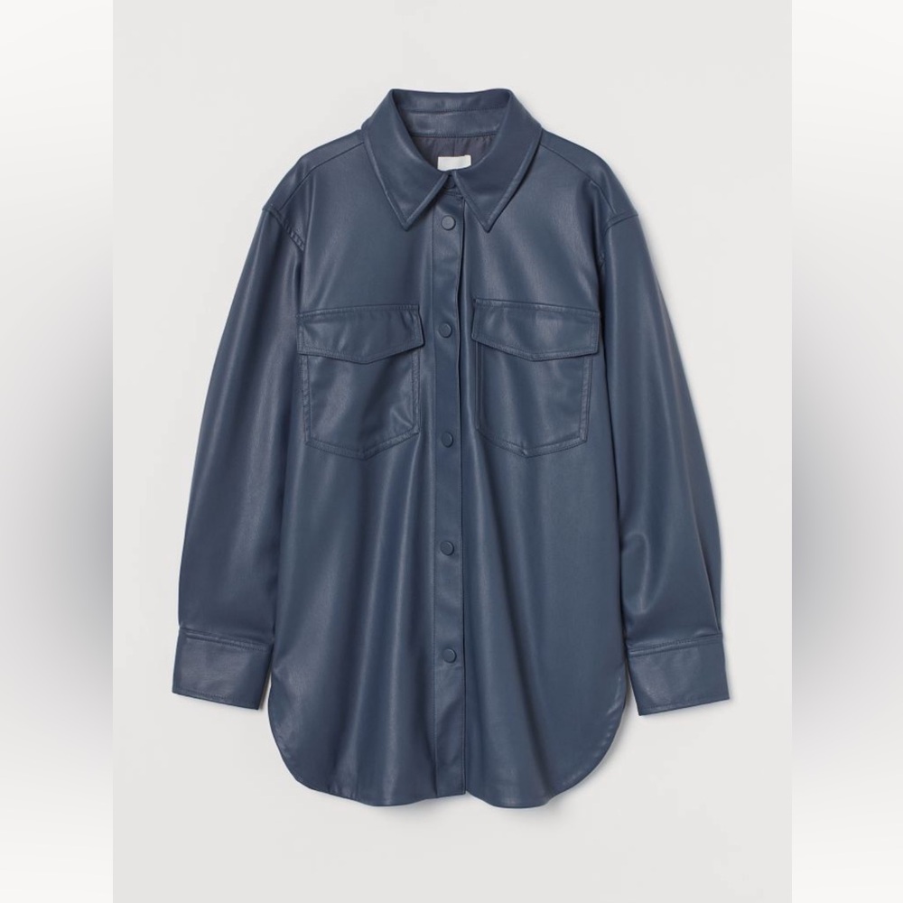 H&M faux blue Shacket in small, can fit up to a medium